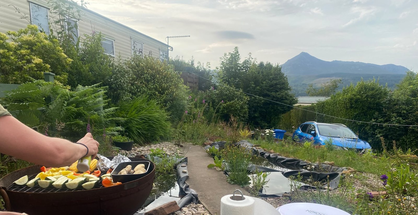 Preparing food outdoors on Arran